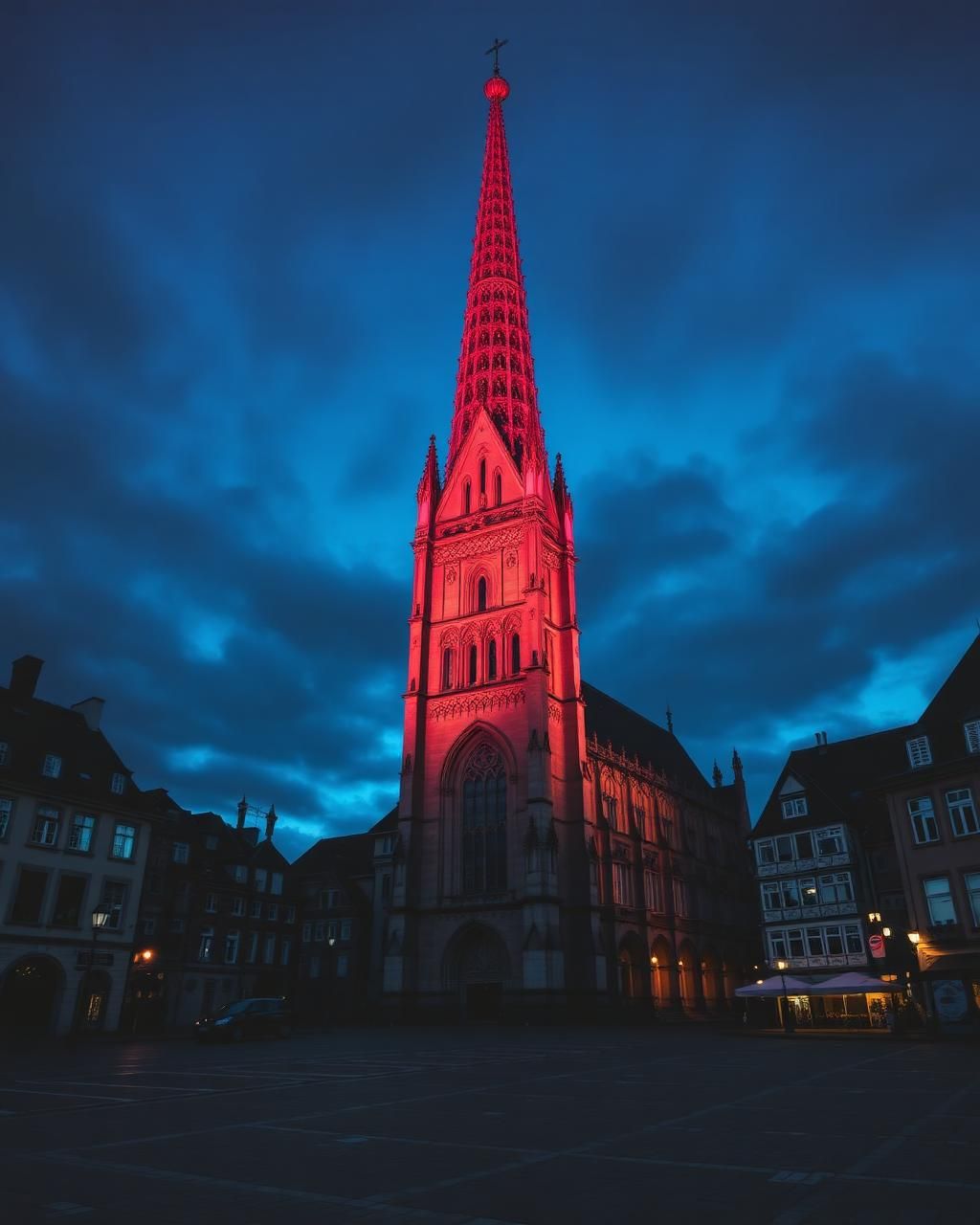 Strasbourg cathedral at blue hour, a stop on the self-guided VéloRouge cycling route.